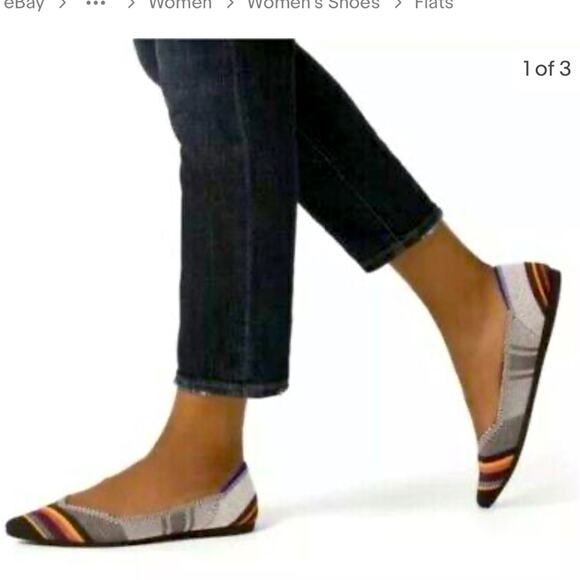 Rothy’s the point retired inverse striped size 9.5 woman’s flat shoes - Picture 12 of 12